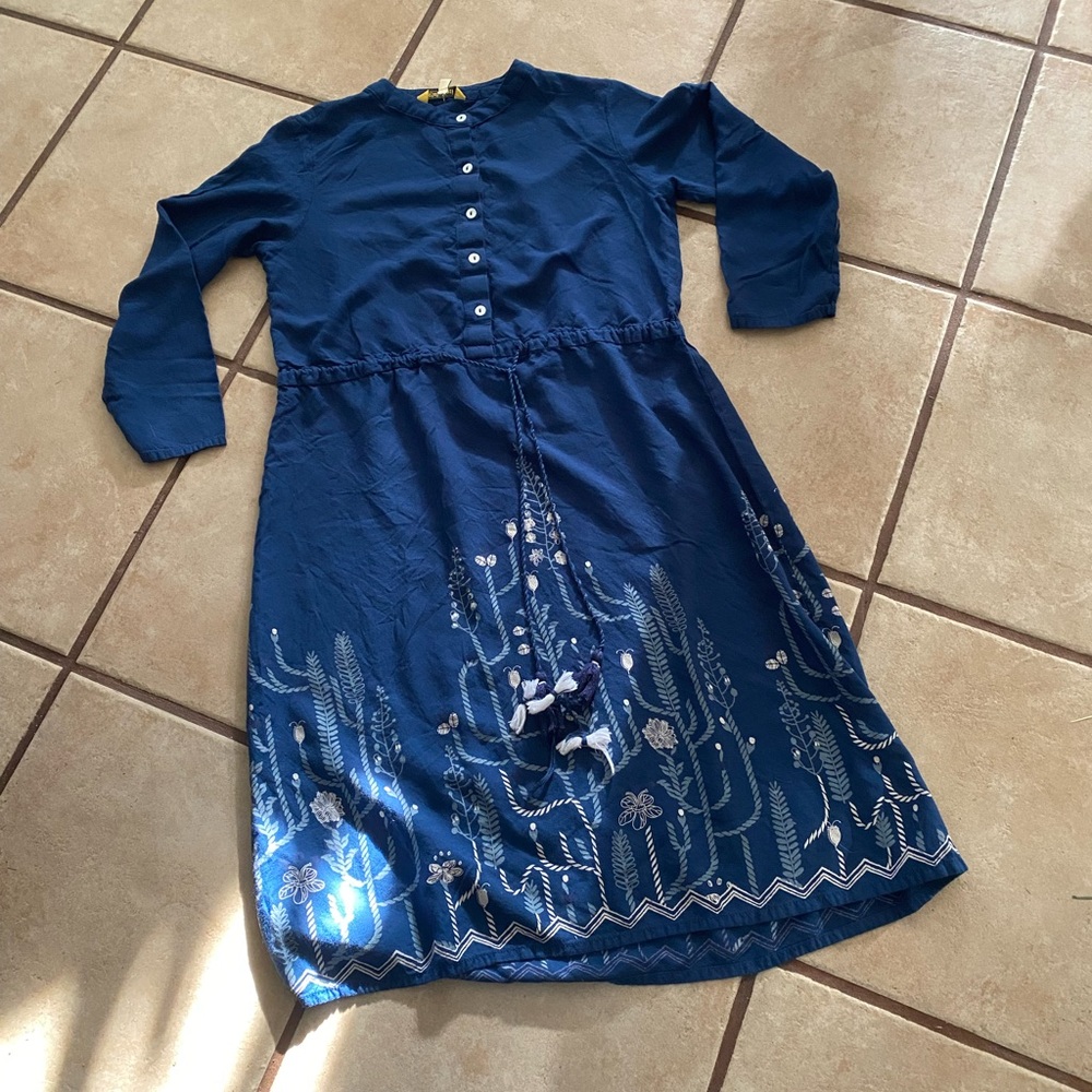 Woman’s Boho Dress Drawstring Tassel Ends Size S by Globaldesi Preowned